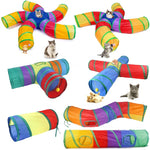 Cat Tunnel for Indoor Cats Large with Play Ball S-Shape 5 Way Collapsible Interactive Peek Hole Pet Tube Toys for Puppy